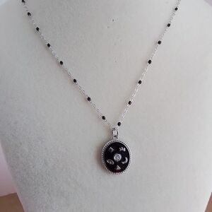 Elegant Silver and Black Pendant Necklace